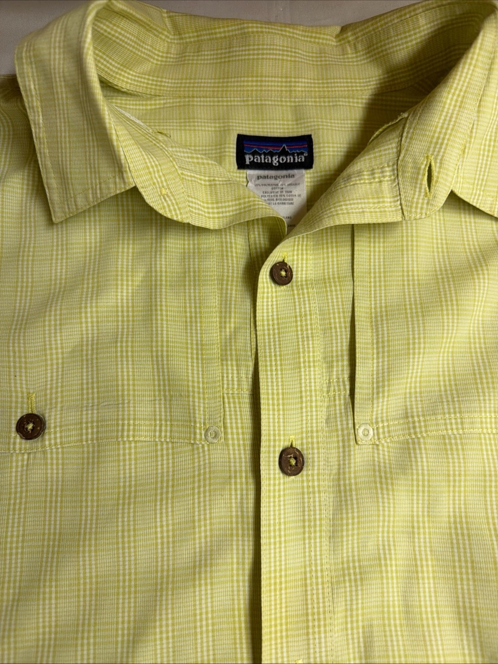 Patagonia Men's Light Yellow Plaid Button-Down Shirt